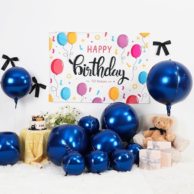 12Pcs Navy Blue Round Foil Balloons, Metallic Blue Foil Balloon - Image 3
