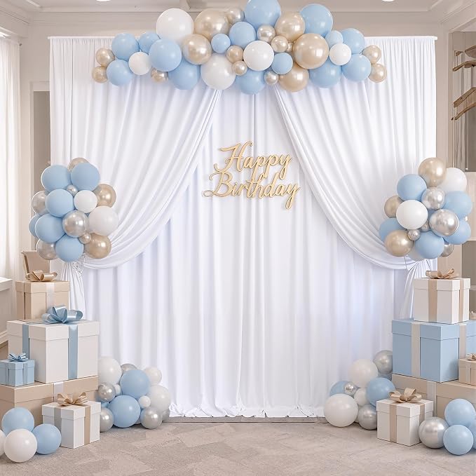 NSSONBEN 10x10 ft Wrinkle Free White Backdrop Curtains - Image 7