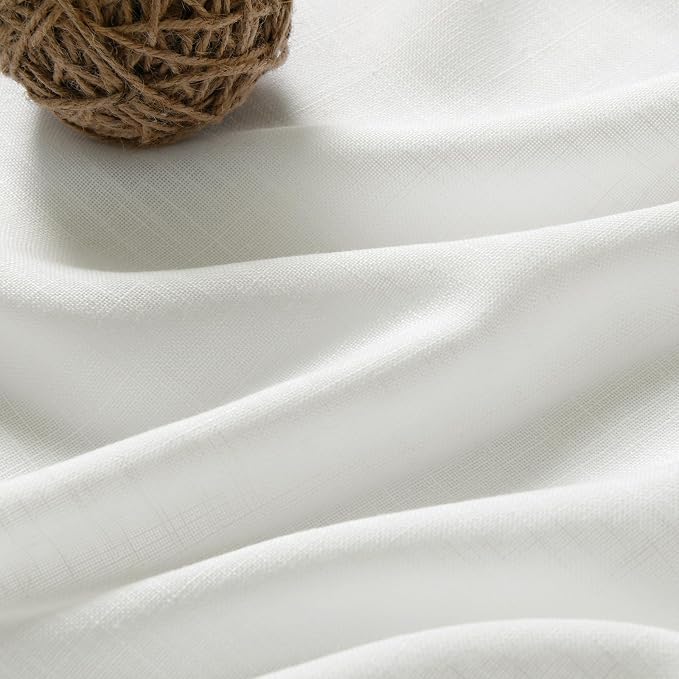 Ivory Linen Curtains 92 Inch Length 2 Panels Set - Image 5