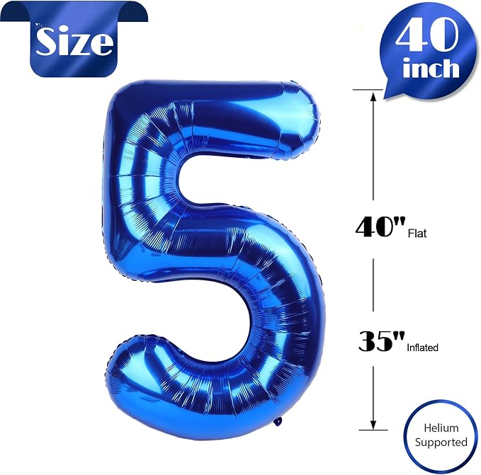 Blue Number 5 Balloon 40 Inch - Image 5