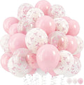 HILAVO Pink Bow Balloons, 12 Inch Pastel Light Pink Transparent White Bow Print by HILAVO