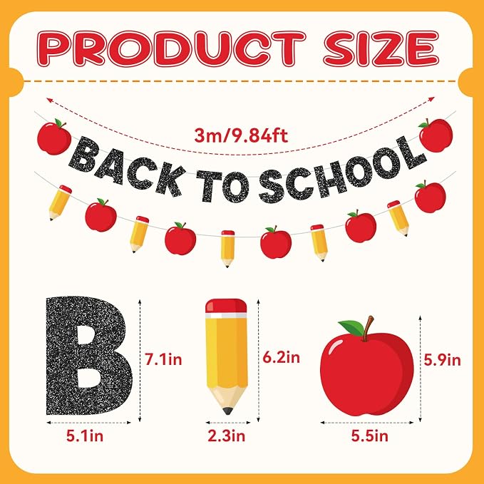 Back to School Decorations, Pre-Strung Back to School banner - Image 2