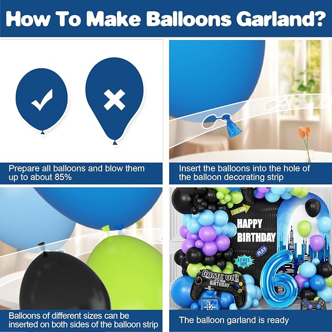6th Birthday Video Game Balloons Arch Kit, 101 Pieces, Video Game Themed - Image 3