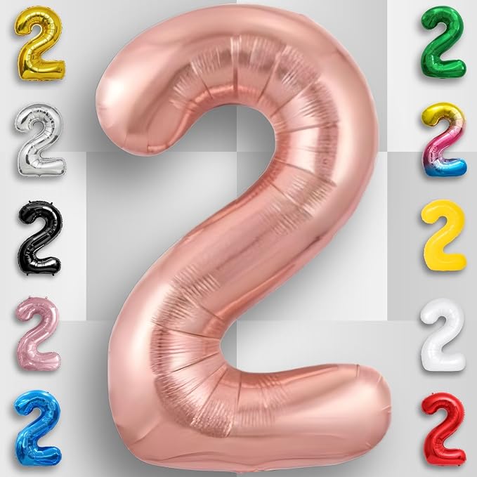 Rose Gold Number Balloon 2 Mylar Foil Balloons 40 inch - Image 4