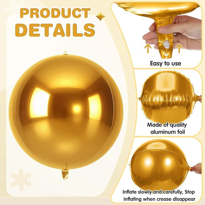 Jenaai 30 Set Black and Gold Round Foil Balloons Bulk 22 Inch 4d Metallic Giant - Image 3