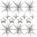14pcs Silver Star Balloons, Mixed Star Foil Balloon, 22Inch Explosion Stars by vibzox