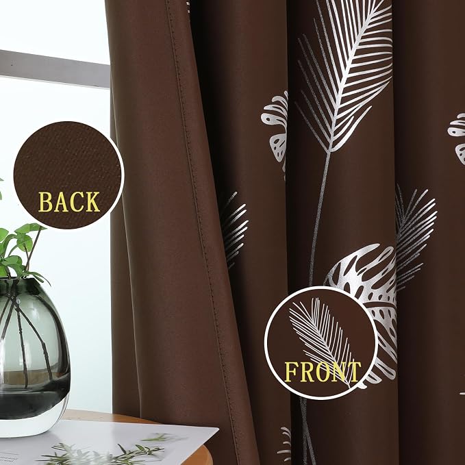 Brown Blackout Curtains 63 Inches Long, Room Darkening Curtains - Image 3