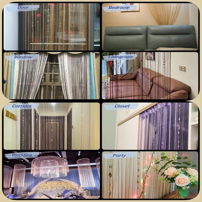 ave split 100cmX200cm Decorative Door String Curtain Beads Wall Panel Fringe - Image 3