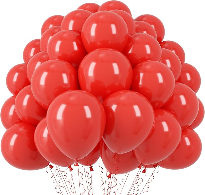 Voircoloria 110pcs Red Latex Party Balloons, 12inch | by Voircoloria