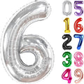 Silver Number 6 Balloon 40 Inch, 6th Birthday Party Decorations Men Women | by IWERP