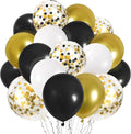 CANREVEL 50pcs 12 Inches Black Gold Confetti Balloons Kit, Metallic Gold and by CANREVEL