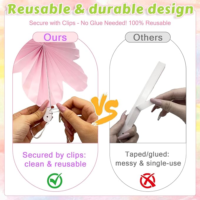 Pastel Hanging Decorations for Classroom, 20-Pc Paper Lanterns Flower Fans | - Image 5