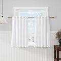 45 Inch Linen White Curtains for Kitchen Short Window Semi Sheer Light by Nanspring
