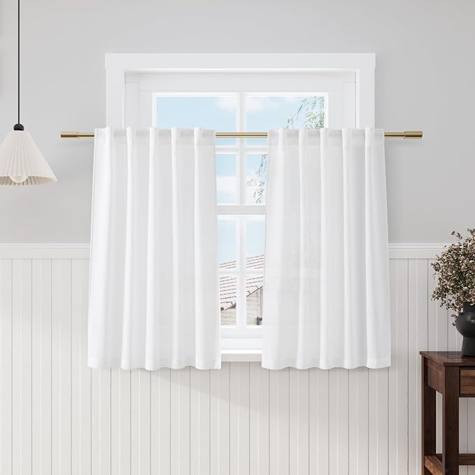White Curtains 45 Inch Long, 2 Panel by Nanspring