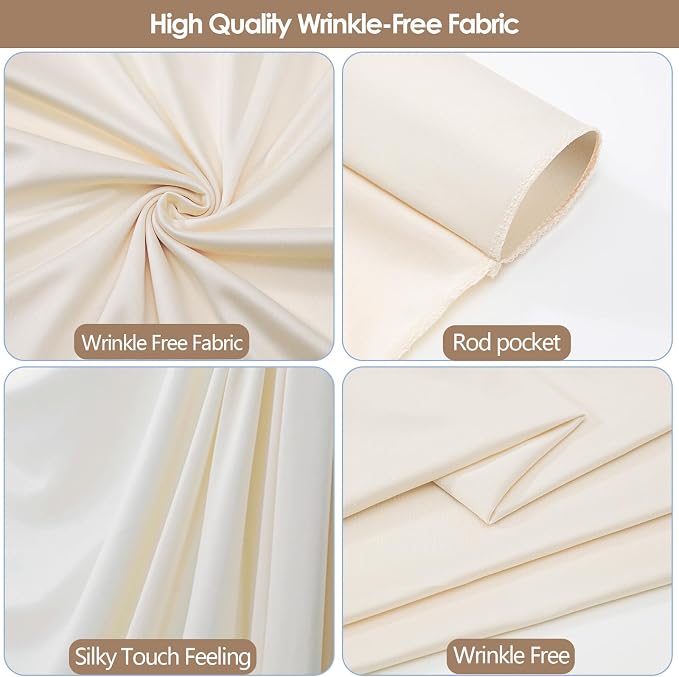 30x10ft Wrinkle Free Ivory Backdrop Curtain - Image 4