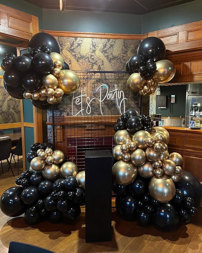 Lukiituke Black and Gold Balloons, New Years, Retirement, Graduation Decorations - Image 7