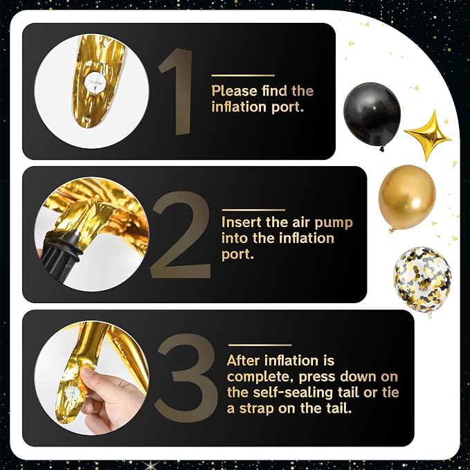 AivaToba 126PCS Black and Gold Balloon Arch Kit 2026 Party Decoration | Black - Image 4