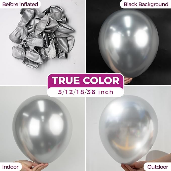 Bezente Metallic Silver Balloons Latex Matte Balloons 150 Pack 5 inch Small | - Image 2