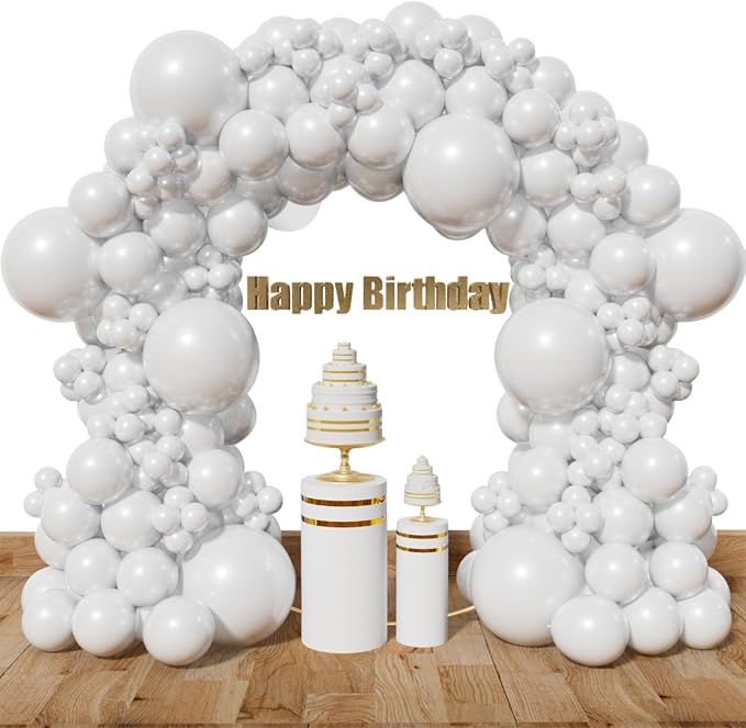 White Balloon Arch Kit 111Pcs 18 12 5 Inch Latex Party Balloons Garland by Kawkalsh