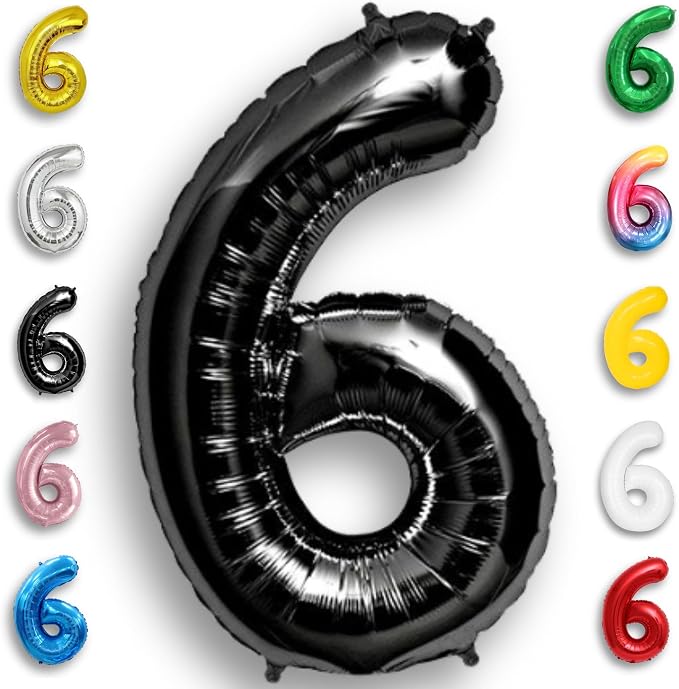 Black Number Balloon 6 Mylar Foil Balloons 16 inch Small by Unknown