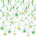 BEISHIDA Green Gold Glitter Stars Hanging Swirls Pre-Strung Hanging Ornament by Beishida