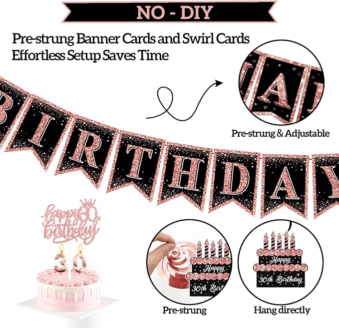 51Pcs 30th Birthday Decorations - Image 3