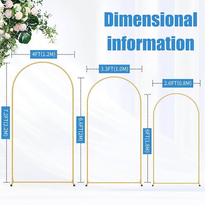 Metal Arch Backdrop Stand Set of 3, Decorative Arch Stand | Easy Assemble - Image 3