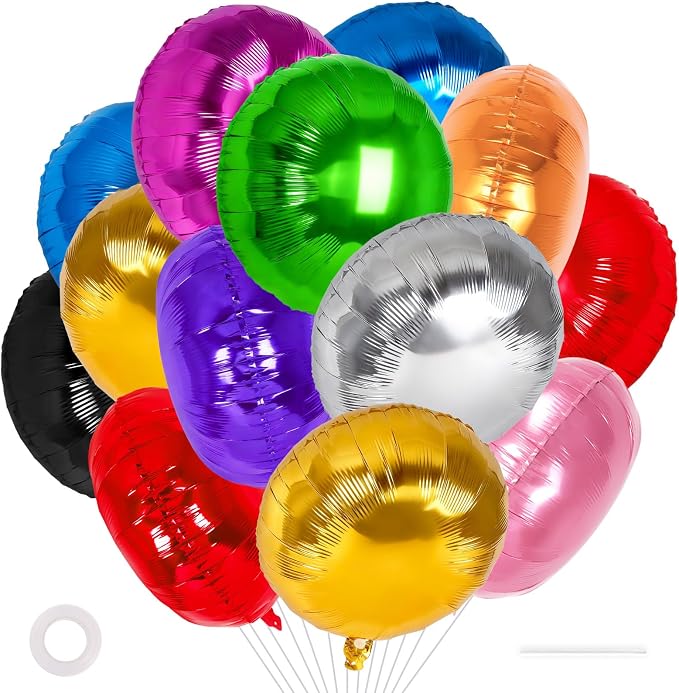 20 Pcs Colorful Round Balloons, 18 Inch Round Shaped Foil Balloon, Giant Circle by YOTHORN