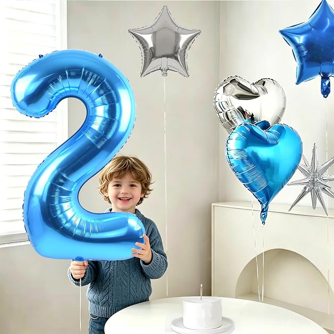 TONIFUL 1st Birthday Balloons Kit 40 Inch Blue Large Number 1 Foil Balloon | - Image 4