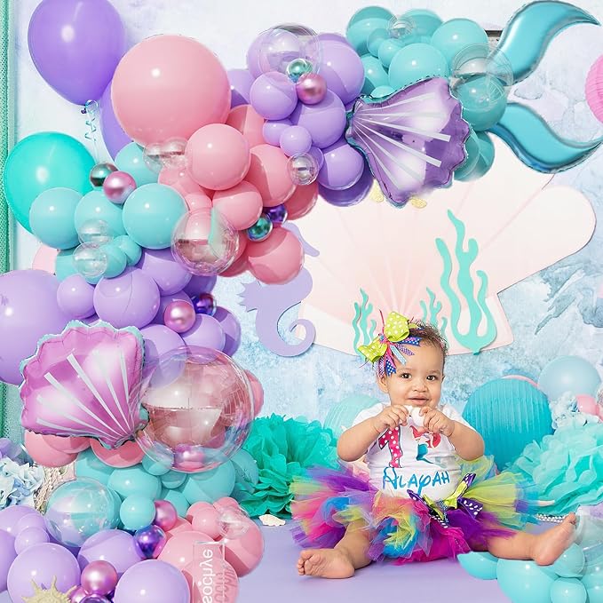 Mermaid Balloon Garland Arch Kit, Under The Sea Ocean Party Decorations | - Image 3
