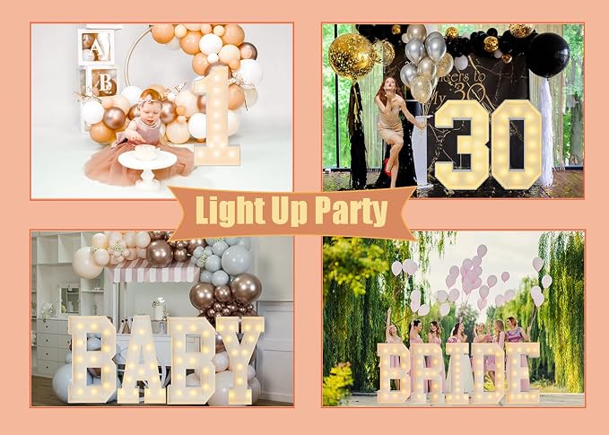 4FT Light Up Numbers Letters, DIY Giant Marquee Numbers, Mosaic Balloon Number 1 - Image 7