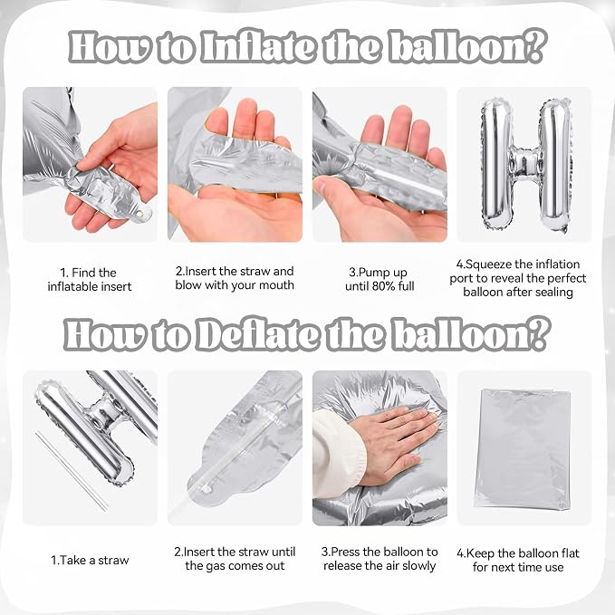 40 Inch Silver HOME Balloons, Large Silver Letter Foil Balloon - Image 9