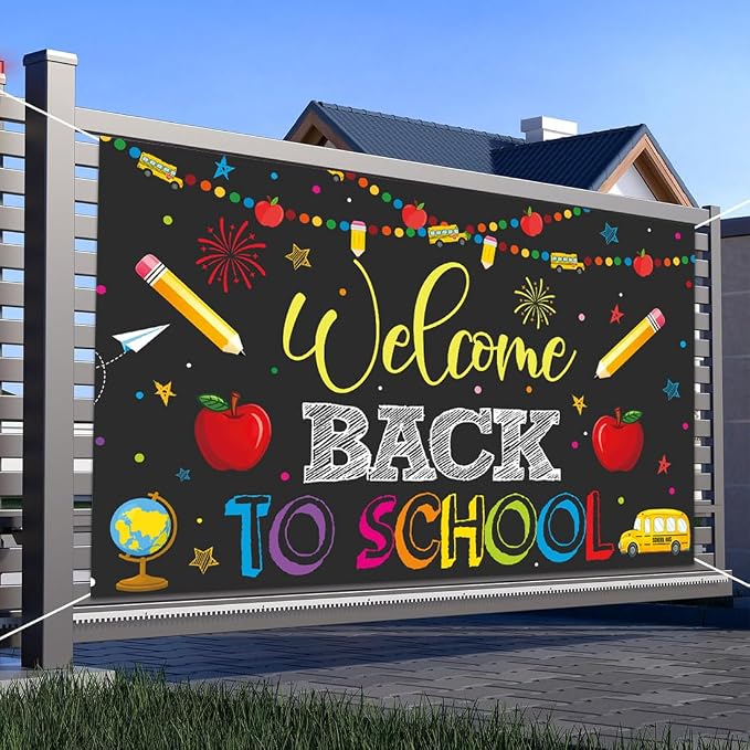 Welcome Back to School Banner Party Decorations Backdrop Black First Day of - Image 5