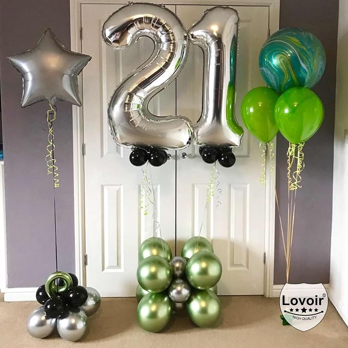 Silver 22 Number Balloons, 40 Inch Giant Number 22 Balloons Foil Mylar Helium - Image 5