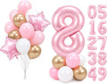 PartyWoo Number Balloons 40 Inch Pink Number 8 Kit 25pcs by PartyWoo