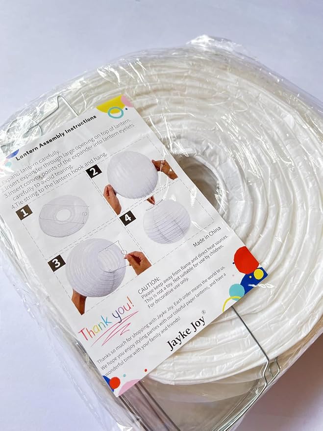15pcs White Paper Lanterns for Outdoor Indoor Party Decoration - Image 7