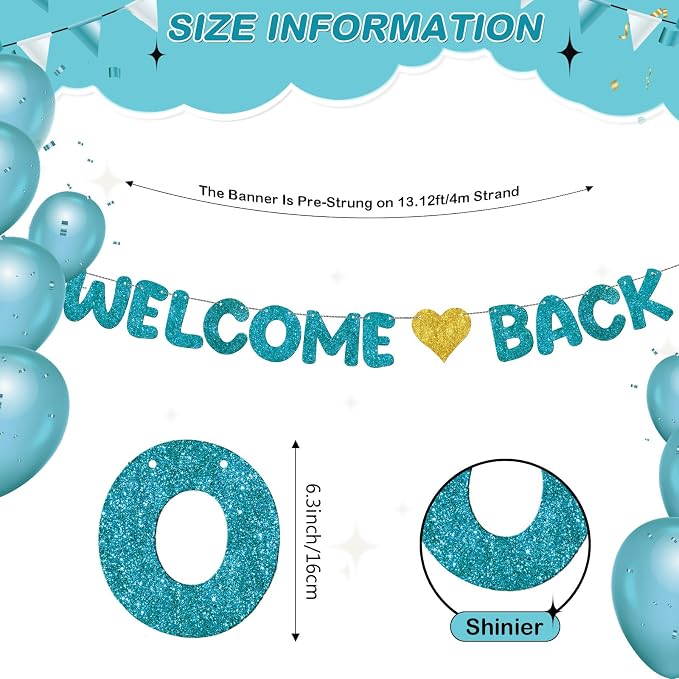 Fulmoon Pre Strung Welcome Back Glitter Banner First Day of School Party - Image 2