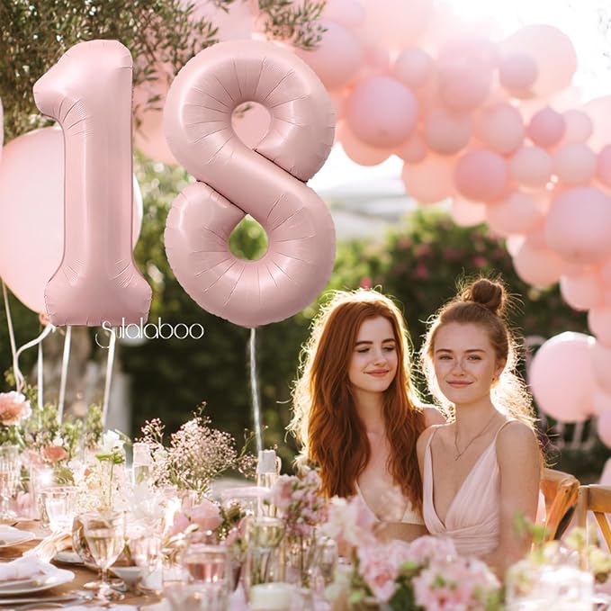 40 Inch Light Pink Number 18 Balloon 0-9 18th Foil Big Giant | Digital - Image 4