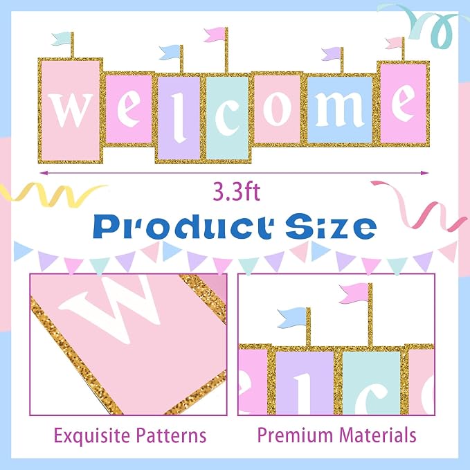 Gueevin 3.3 ft Back to School Welcome Banner Classroom Castle Welcome Sign - Image 2