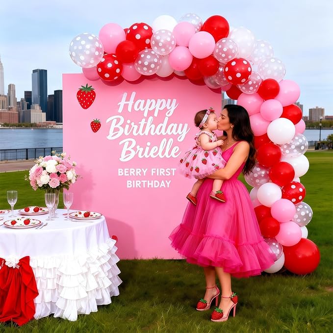 Red Pink White Strawberry Balloons - Image 7