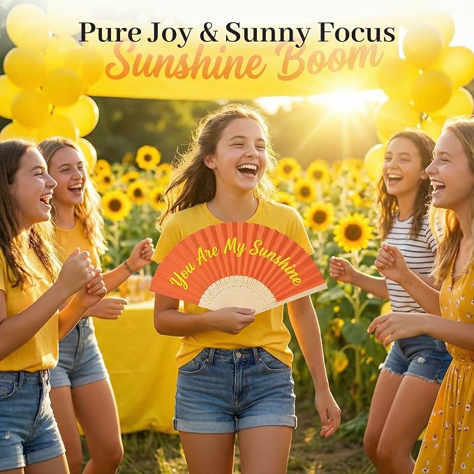 JOHOUSE 12 PCS Orange Paper Fans Handheld, 8.3 Inch Foldable Hand Fan | DIY - Image 3
