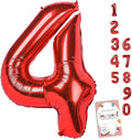 40 Inch Red Number Balloon 0-9, Large Foil Self-Sealing Number 4 Balloon by Smlpuame