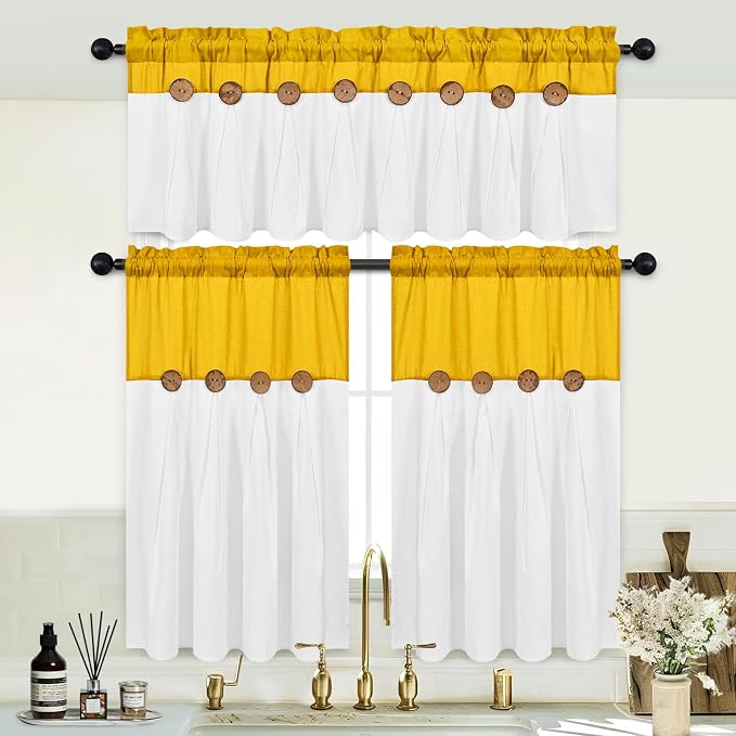 Farmhouse Valance Curtains, Boho Cotton Linen Kitchen Valance, Rod Pocket - Image 3