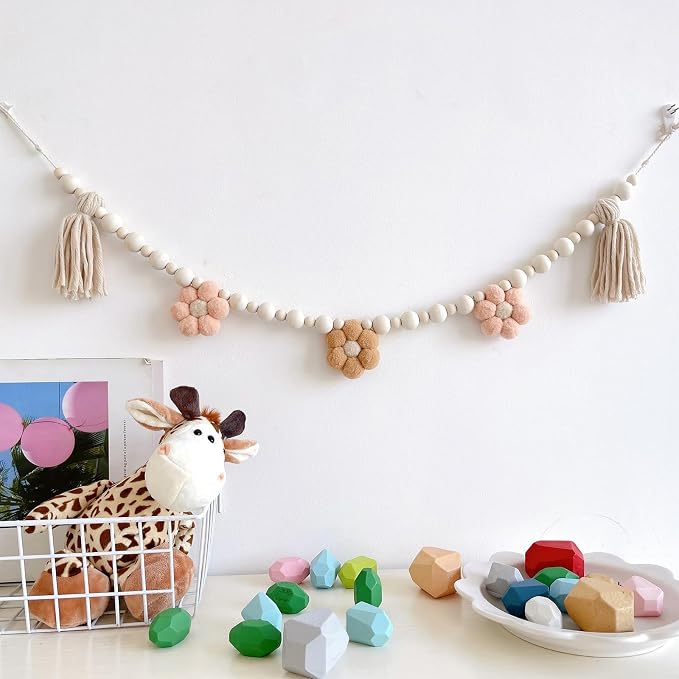 Boho Tassel Garland with Wooden Beads，for Home and Outdoor Decor， Daisy Wooden by Unknown