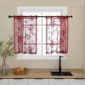 Burgundy Lace Cafe Curtains 24 Inch Length 2 Panels Set Romantic Wine Floral by SEEKRIGHTHomeDecor