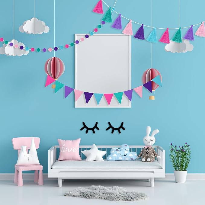Irenare 9.8 ft Pom Pom Garland for Classroom Felt Rainbow Garland Back to - Image 5