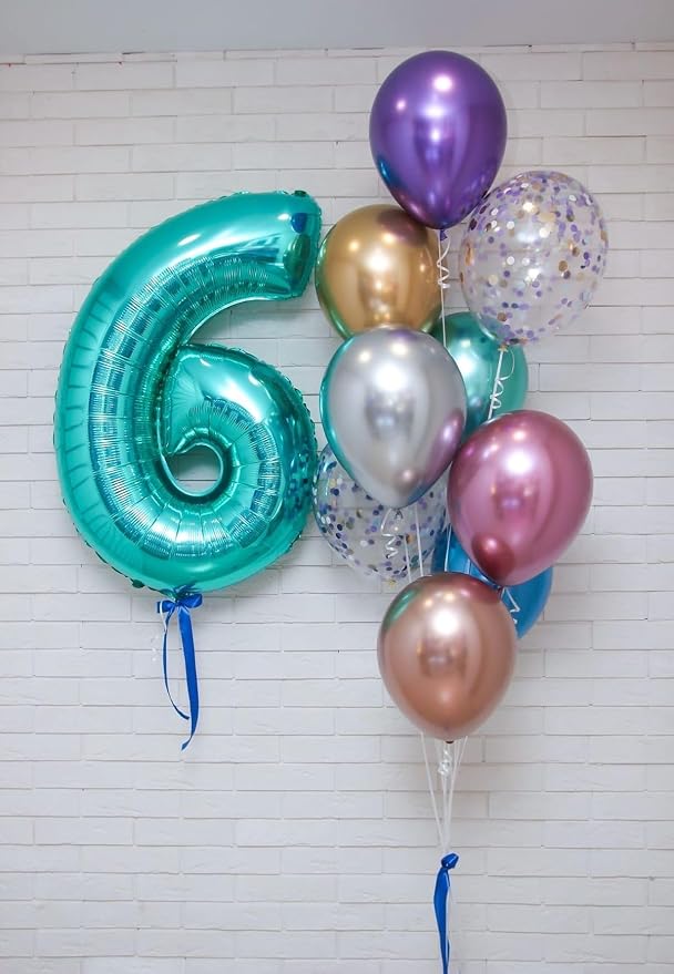 Happy Birthday Balloon 40 Inch Blue-Green 5 Balloon - Image 2
