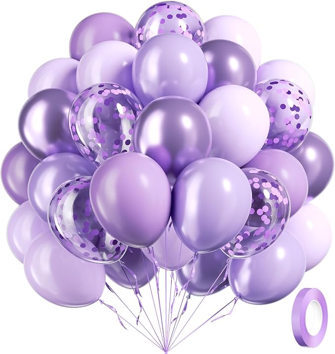60pcs Lavender Balloons 12inch, Light Purple Balloons by Awenztech