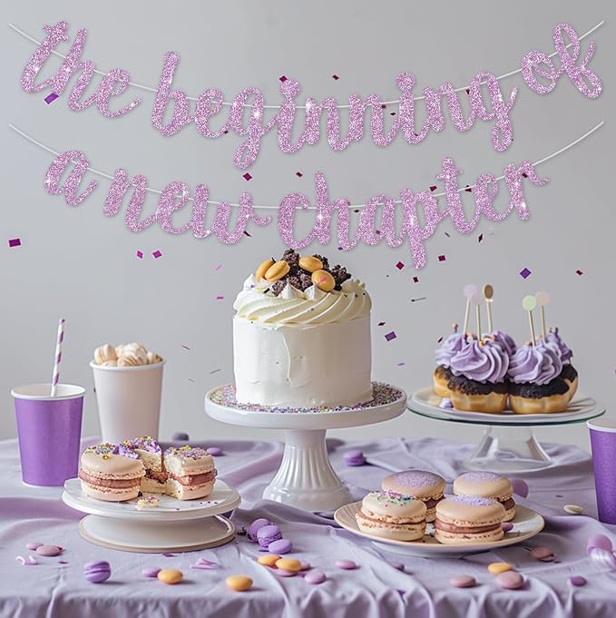 BEISHIDA Light Purple Pre-Strung The Beginning of A New Chapter Banner | Glitter - Image 6
