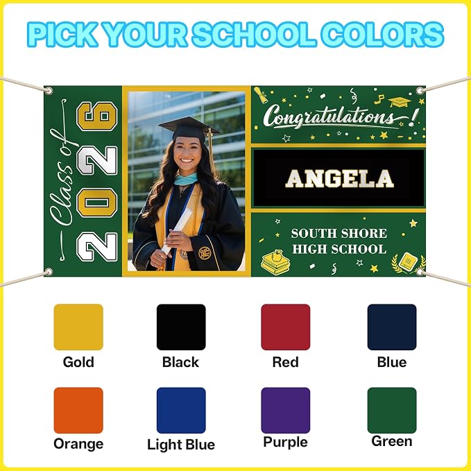 Custom Vinyl Banner Personalized Grad Backdrop, 4 Size | Graduation Decorations - Image 3